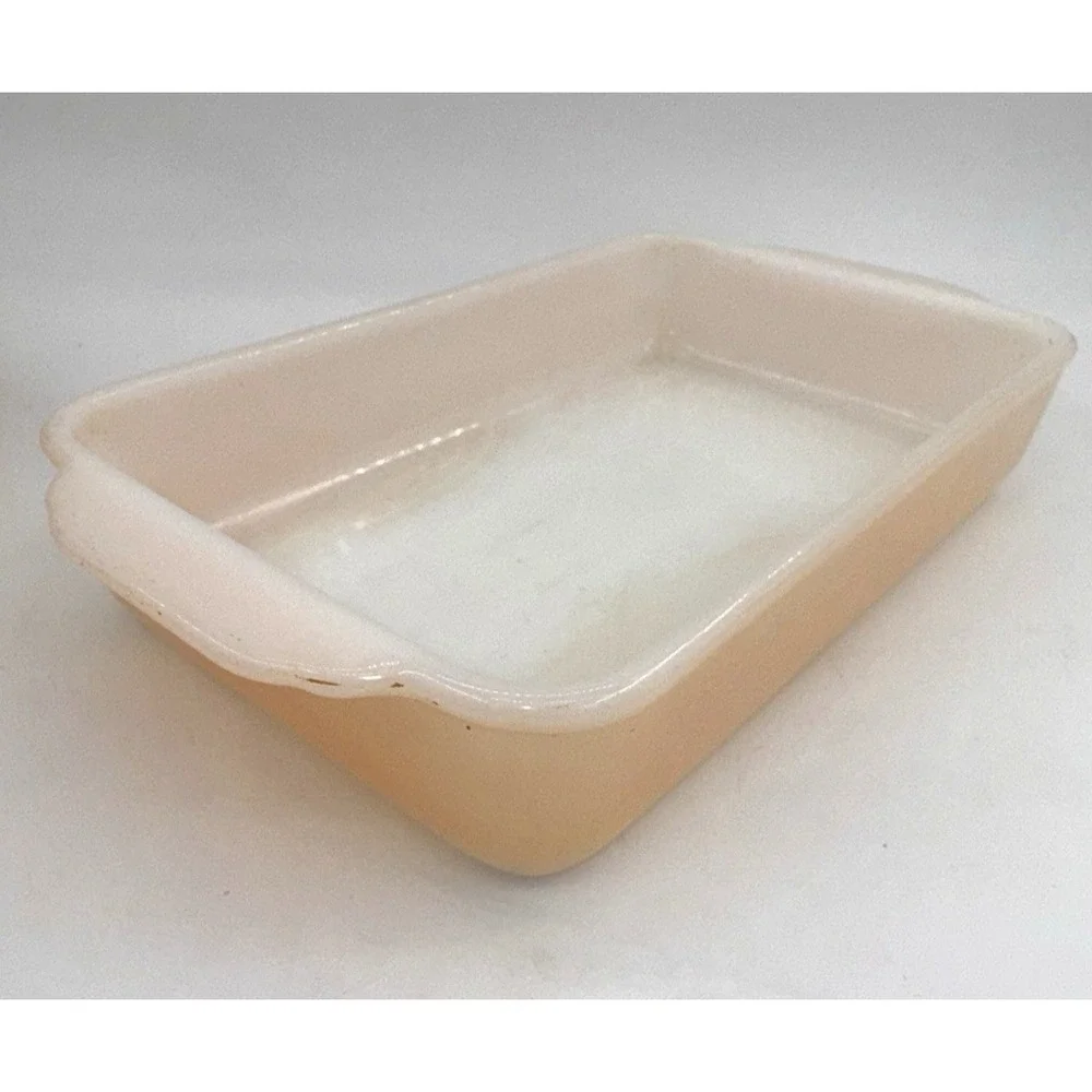 Set of 2 Anchor Hocking Fire King Peach Lustre Loaf Pans 409 1 QT/410 1.5 QT VTG